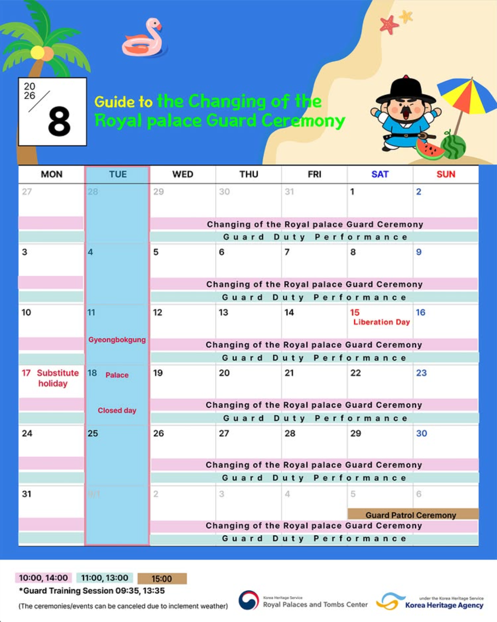 2026 Royal Palace Guard Ceremony [Schedule Information(Aug]_poster