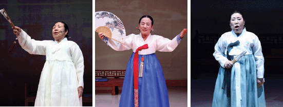 남해성 명창의 수궁가 | 박송희 명창의 흥보가 | 신영희 명창의 춘향가 부르는 사진