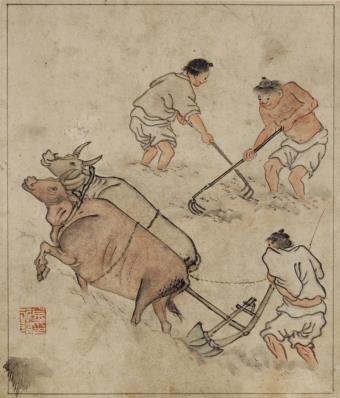 논갈이 / 김홍도, 국립중앙박물관 소장, 소장품 번호 본관(本館)-006504-001