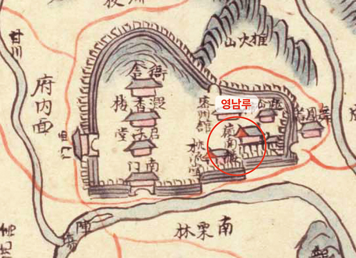 해동지도 속 밀양읍성, 1724년 출처: 서울대학교 규장각한국학연구원