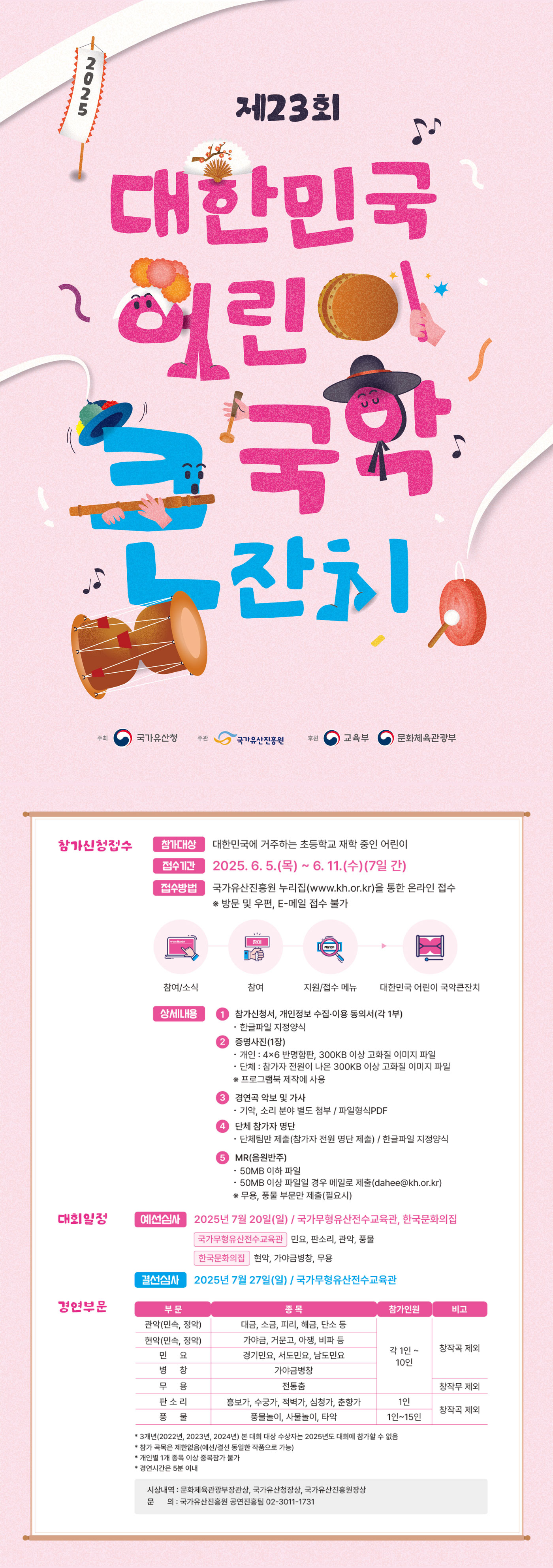 2025년 제23회 대한민국 어린이 국악큰잔치 참가 안내 웹포스터
