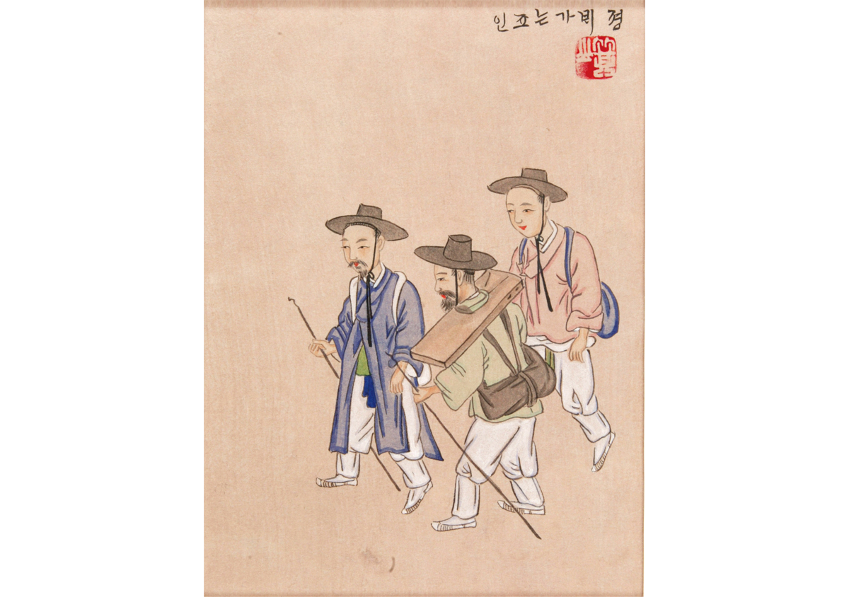 정배가는 죄인(프랑스 국립기메동양박물관 소장 김준근 풍속화 모사품, 국립민속박물관)