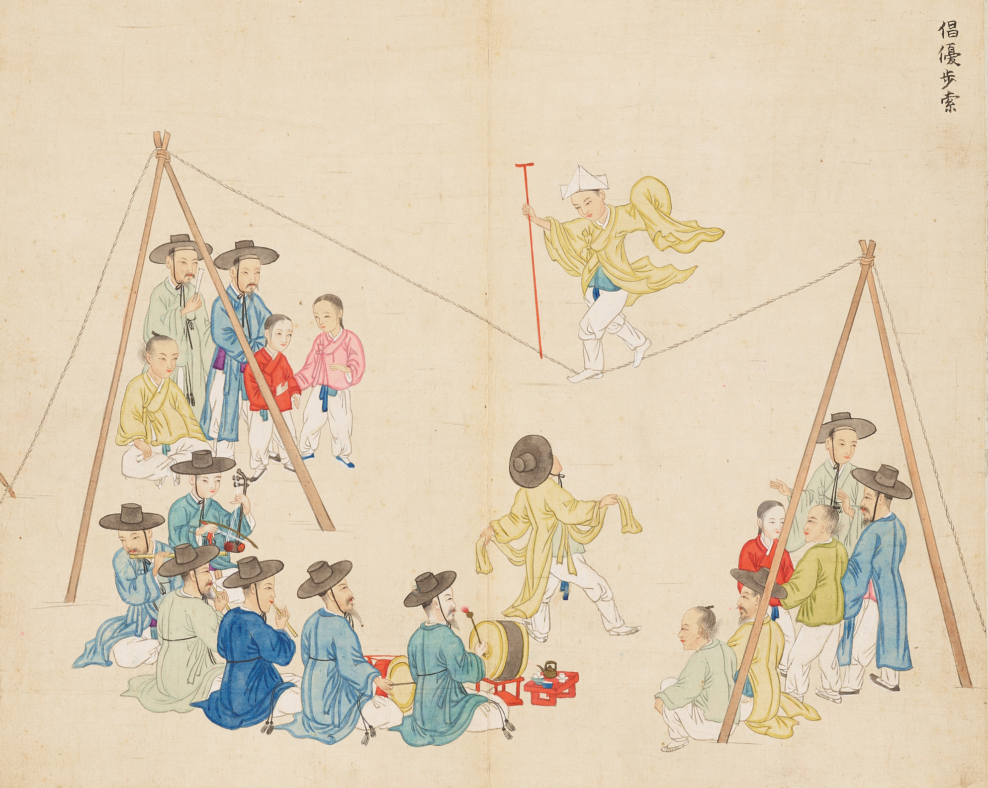 <창우보삭(倡優步索)>, 『기산풍속화첩』 | 김준근 / 소장: 국립중앙박물관