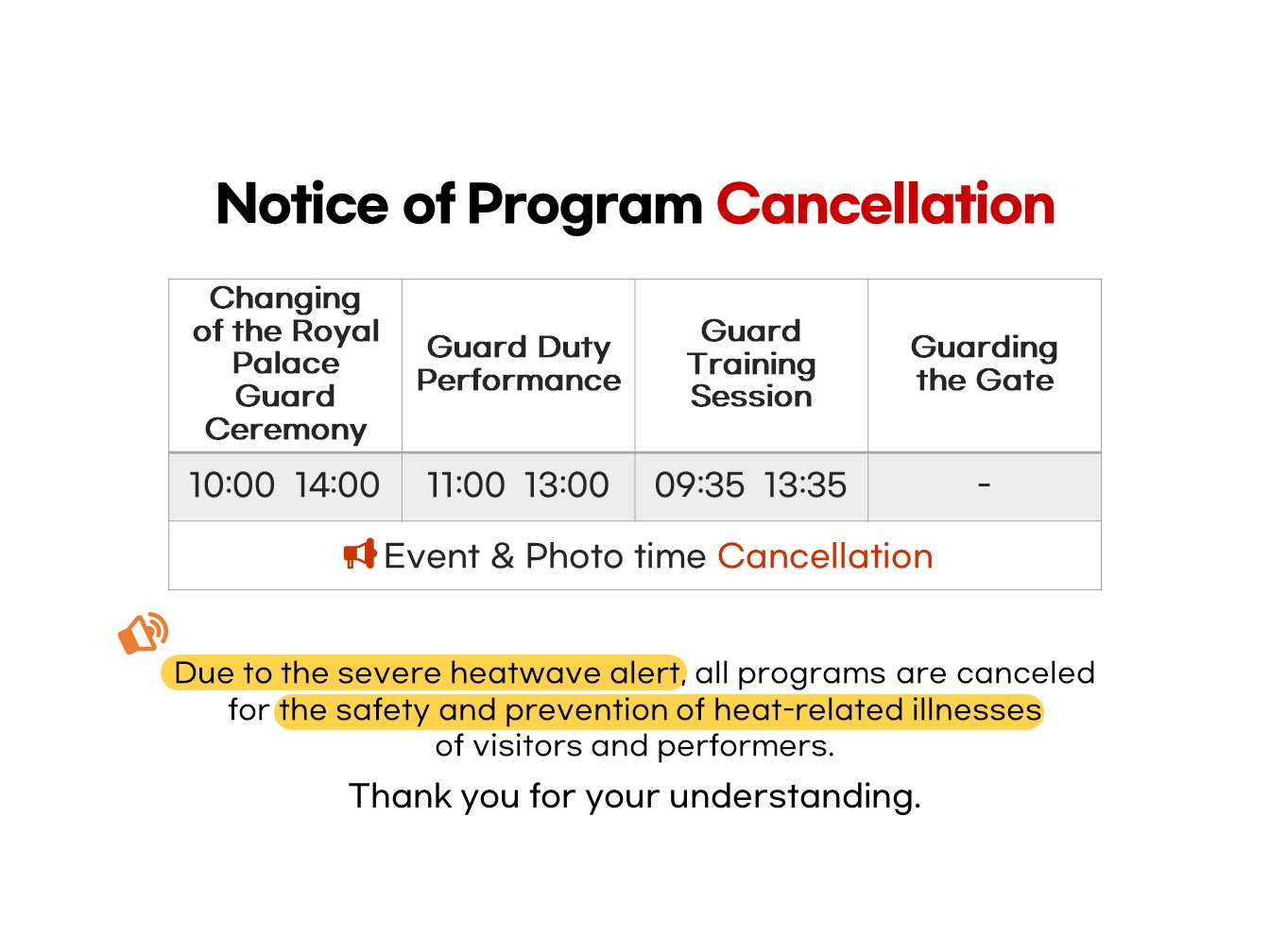 Notice of Program Cancellation