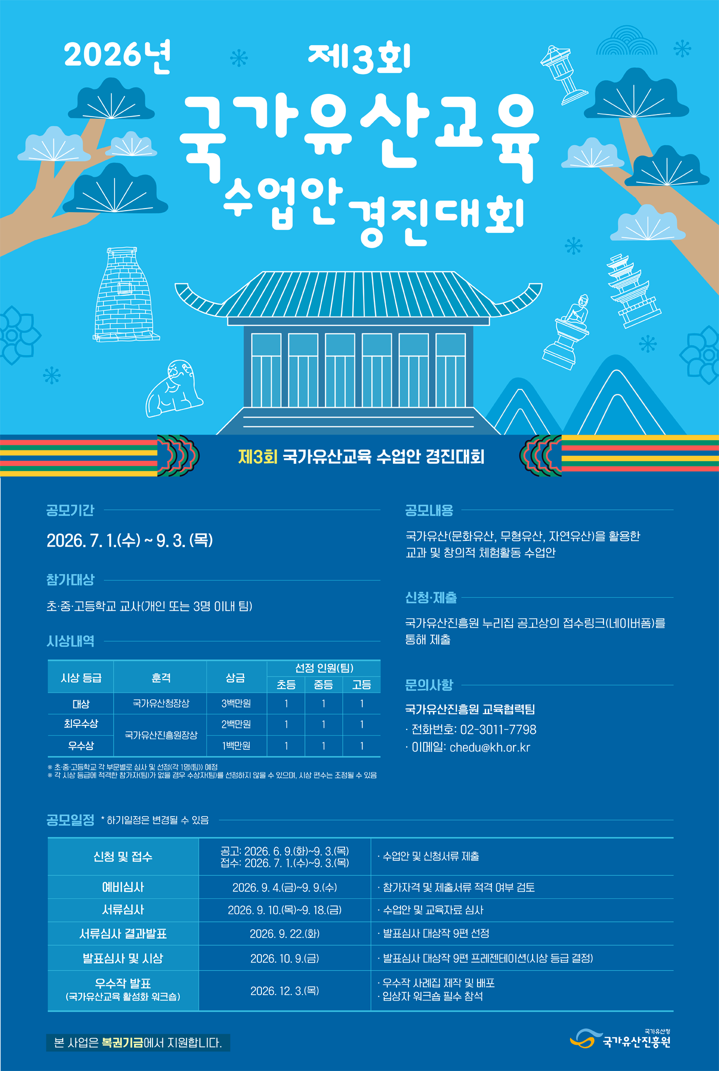 2026년 제3회 국가유산교육 수업안 경진대회 포스터